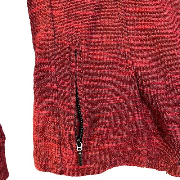 H by Halston Shiraz Burgundy Slub Knit Asymmetrical Zip Moto Jacket A270336 Sz 6 - Picture 3 of 6